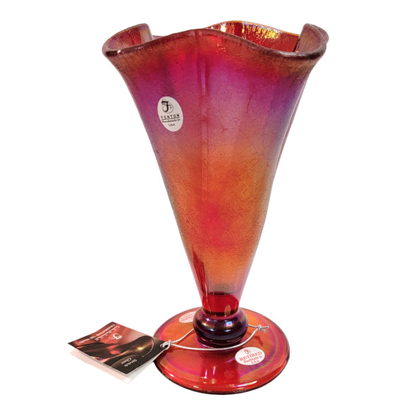 NEW Fenton 8.5" T Ruby Amberina Stretch Vase 5951 RL NIB 100th Anniversary - Picture 1 of 16